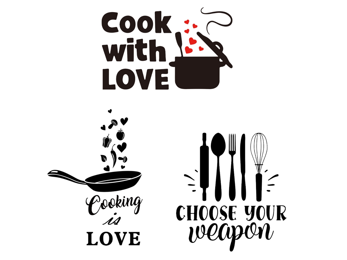 Divertidas y coloridas pegatinas con frases de cocina para nevera RNEMITERY