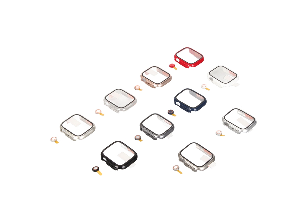 10 Fundas Protectoras De Pantalla Para Apple Watch 8/7 De 45 Mm Con Cristal Templado Y Policarbonato Rígido.