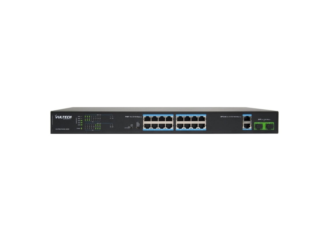 VULTECH Security Vs-Poe2164Ge-200W Switch no Administrado Fast Ethernet 10/100 Energía Sobre Ethernet Poe Negro