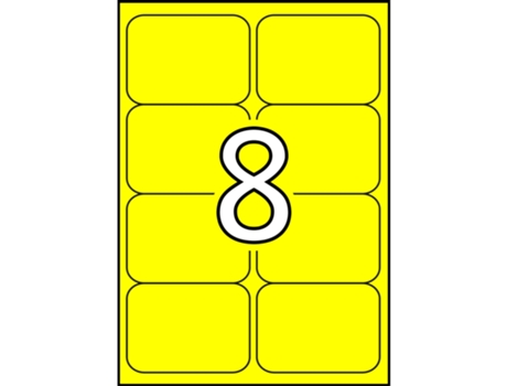 Etiquetas Adhesivas Permanentes en A4 20 Hojas APLI (Amarillo - 99,1 X 67,7 mm)