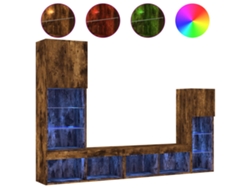 Conjunto 4 Muebles TV pared con LED VIDAXL madera ingeniería roble ahumado (40.5 x 30 x 102 cm)