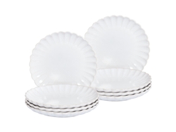 Juego de 8 platos de postre de cerámica color blanco crema con ortiga de Beliani