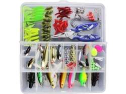 101 Peças Iscas De Pesca Mistas Com Spinners, Vib, Anzóis, Giratórios, Alicates E Caixa De Ferramentas