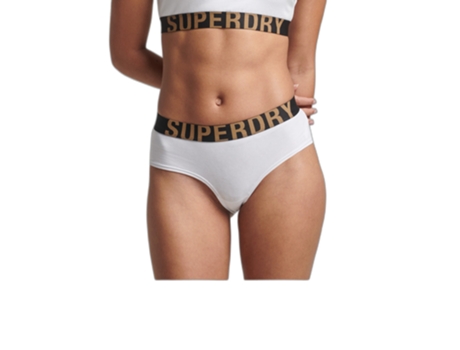 Pantalones Cortos de Mujer SUPERDRY Bañadores Large Logo Algodón Dorado (S)