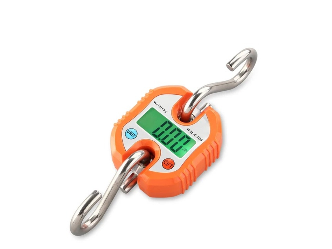 Báscula De Grúa Digital Portátil (150 Kg, Color Naranja) Con Gancho De Pesaje Resistente