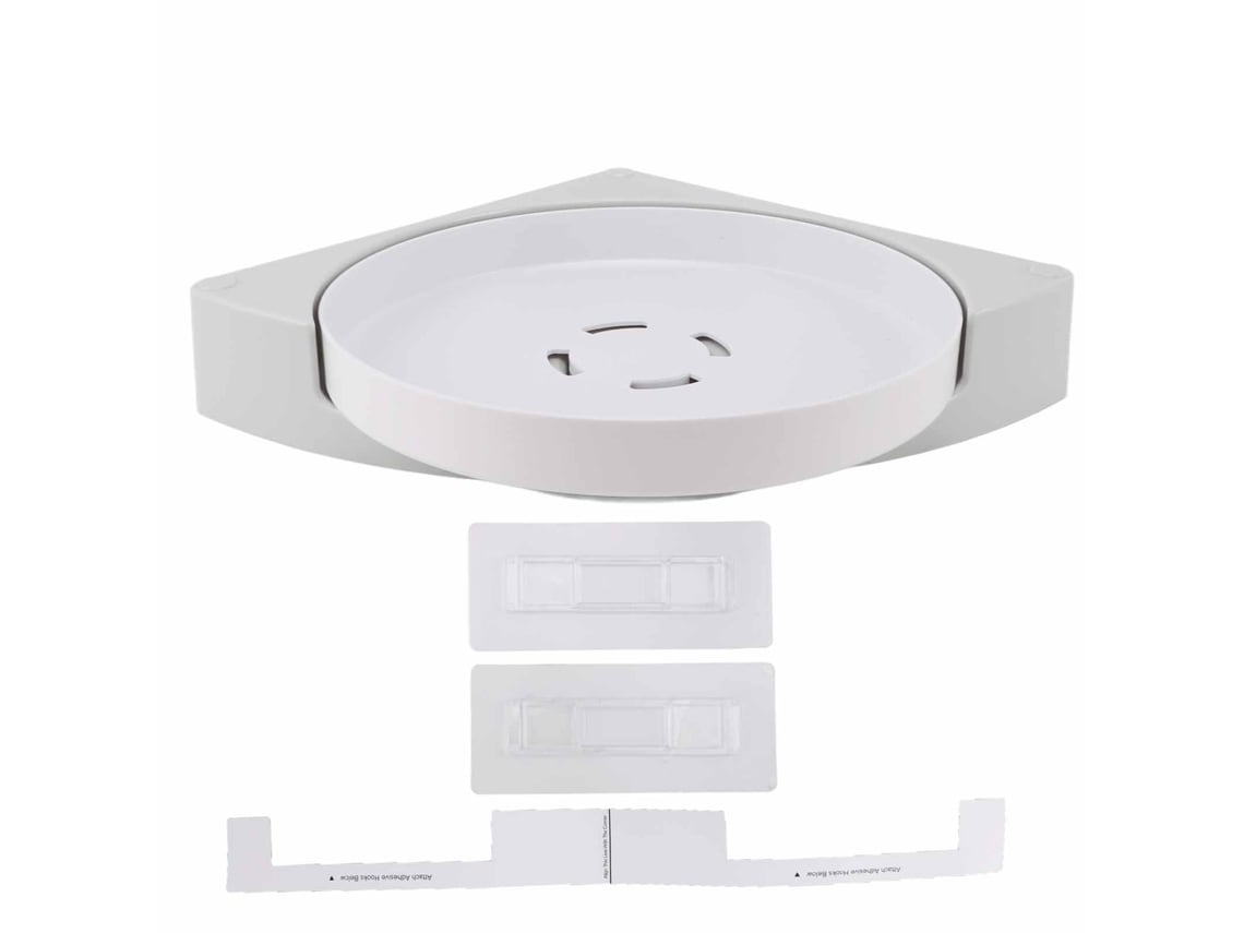 Estante organizador de ducha de esquina de plástico giratorio de fácil instalación para baño