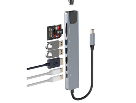 Hub USB-C para iPhone, Apple 15 Pro Max, iPad para TV, Display Dongle 8 en 1, Ethernet, HDMI, Tipo C, Lector de Tarjetas SD, Estación de CHRONUS