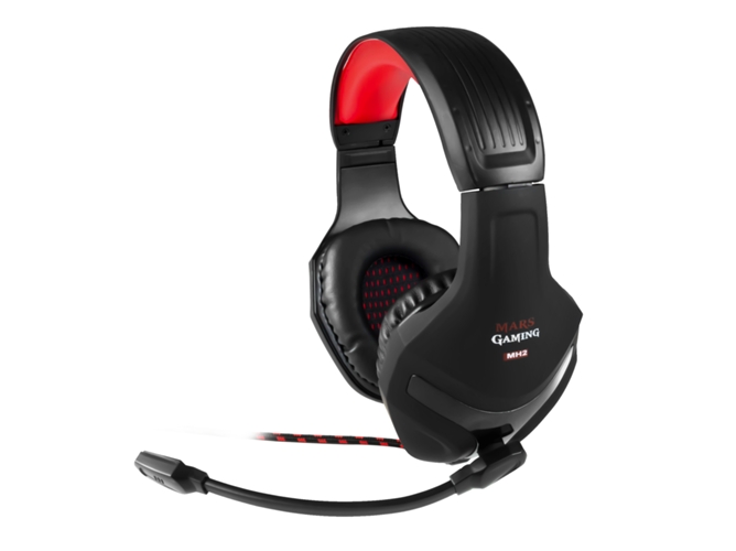 Mars Gaming Mh2 auriculares con ultrabass cancelación ruido tacens headset microfono binaural diadema negro rojo y