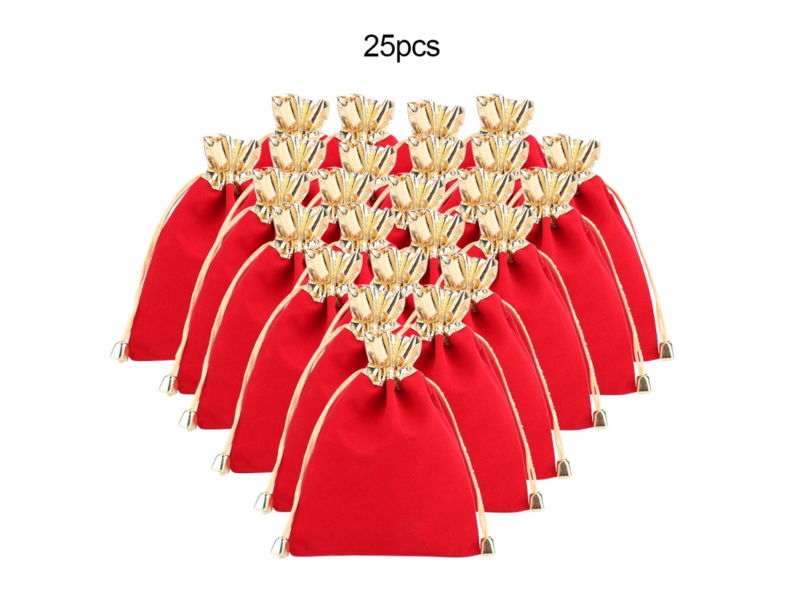 25 Bolsitas Para Guardar Joyas Con Cierre De Cordón (rojas, 12x16cm)