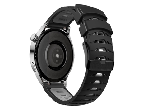 Correa de Silicona color dual con agujeros trapezoidales de tres filas para Huawei Watch GT Runner/Garmin Venu 2/Vivoactive 4 - negro/gris