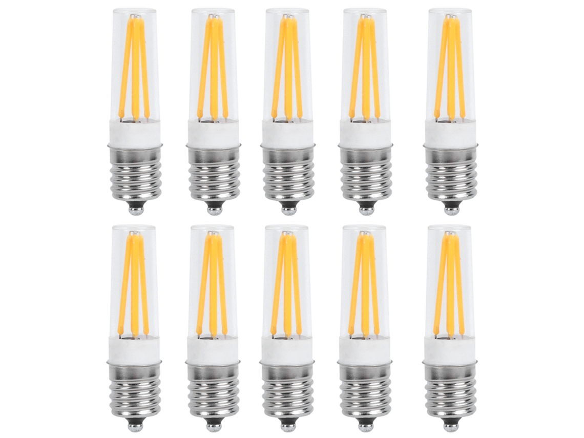 2026 10 bombillas LED E17 de filamento largo de 3 W y 110 V, luz blanca cálida para lámparas de araña, de techo y de mesa