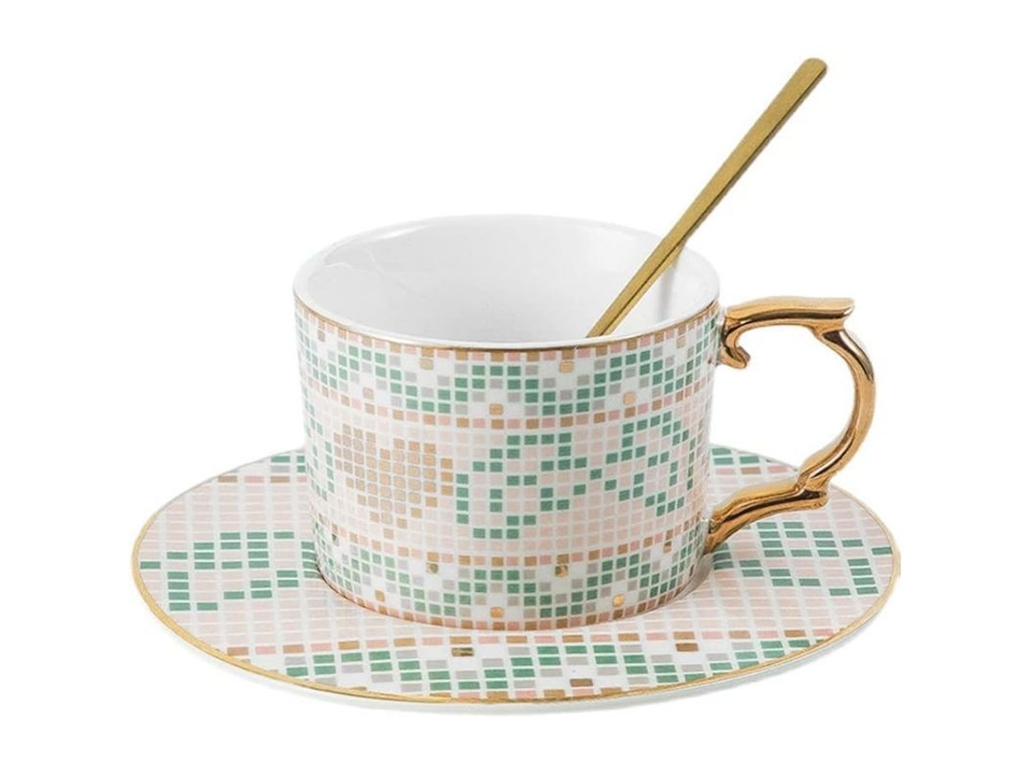 Caneca de café de cerâmica 2026, luxuosa, leve, estilo retrô europeu, conjunto para casa, 160ml, própria para micro-ondas