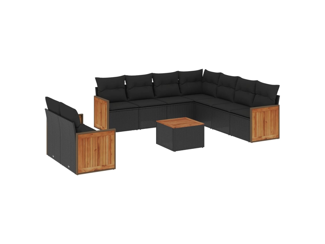 Maison Exclusive - Set De Sofás De Jardín 10 Pzas Cojines Ratán Sintético Negro