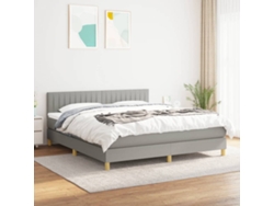 Cama Box Spring Con Colchón Tela Gris Claro 160x200 Cm