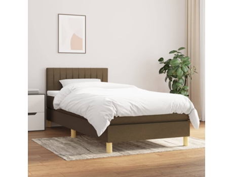 Cama con somier VIDAXL (Marrón - Tela - 203 x 90 x 88 cm)