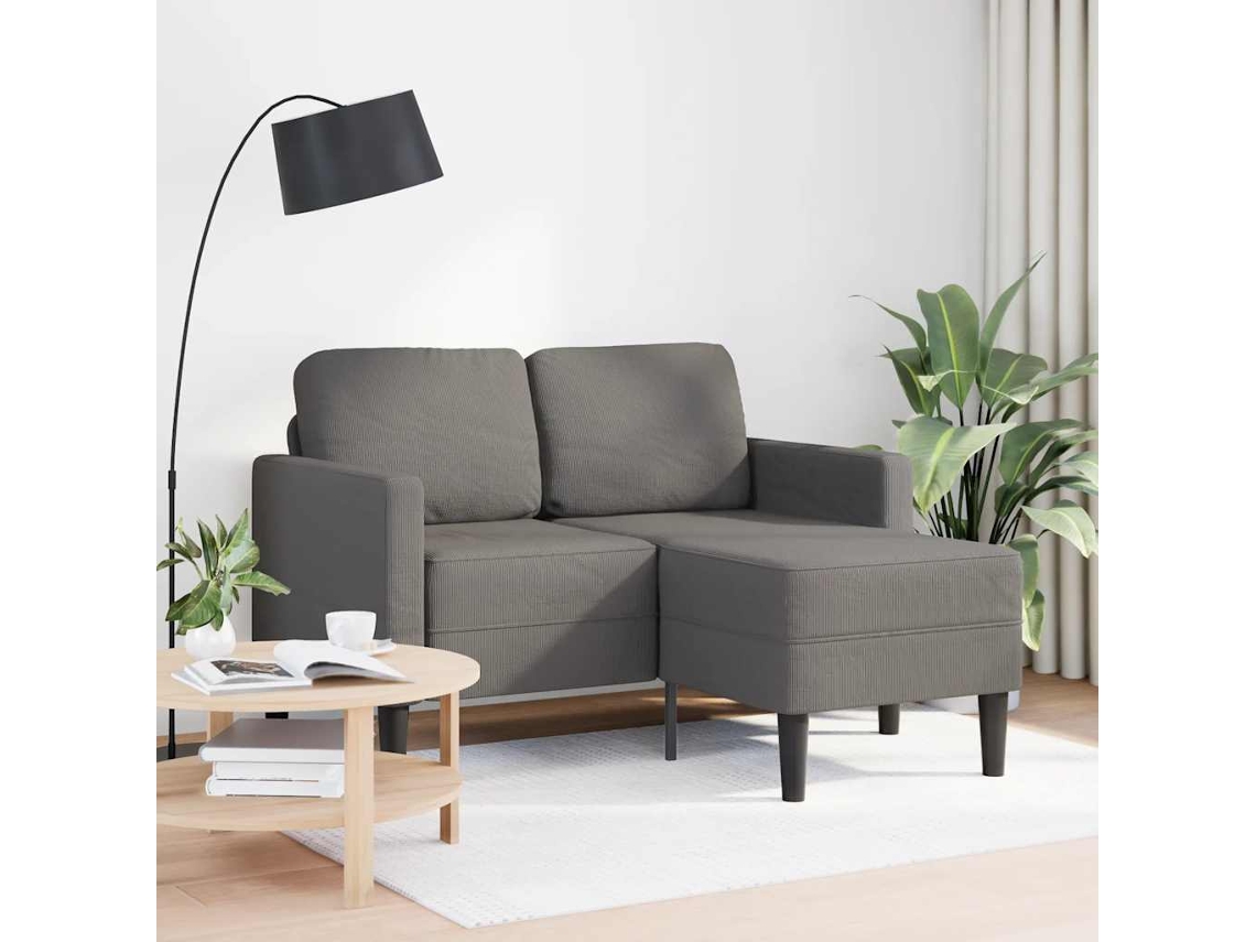 Sofá De 2 Plazas Con Chaise Longue En Forma L Gris Claro 125 Cm