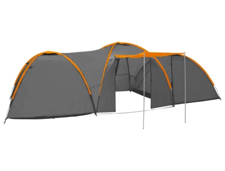 vidaXL Tienda de campaña iglú 8 personas gris y naranja 650x240x190 cm