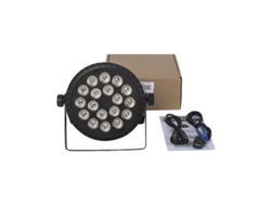 Foco LED plano tipo Par, RGBW y RGBWA+UV, control DMX, 8 unidades de 18x12W, enchufe europeo.