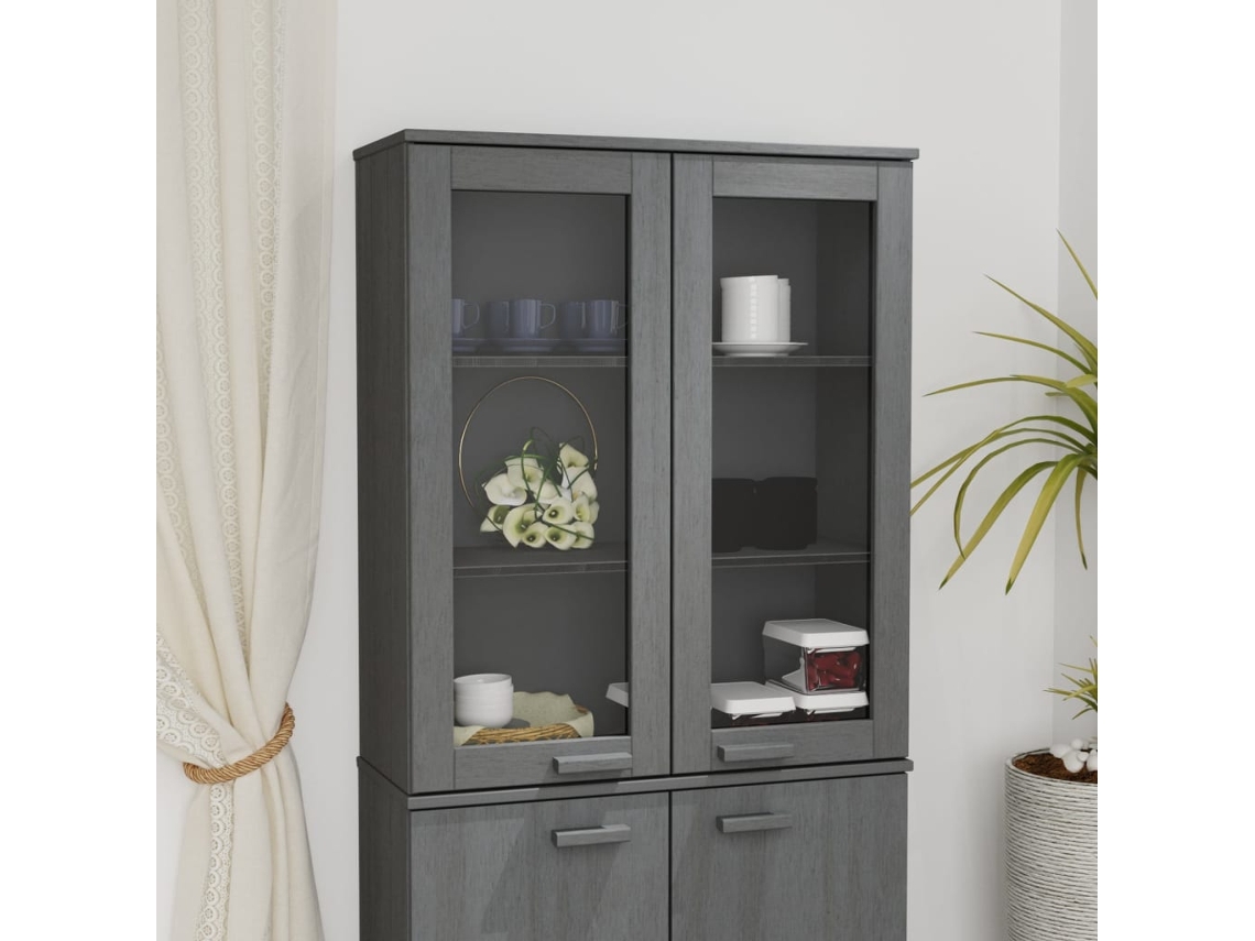 Aparador Superior Hamar Pino Macizo Gris Oscuro 85x35x100 Cm