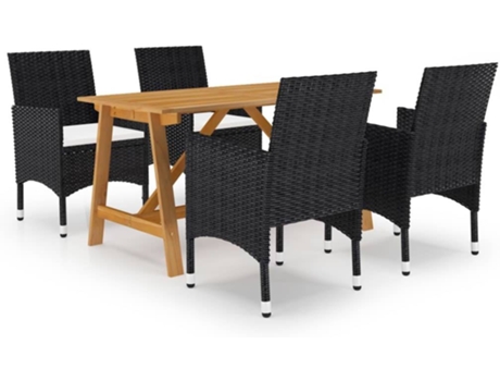Conjunto 5 de comedor de jardín de VIDAXL negro