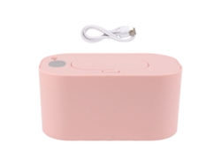 Aquecedor De Lenços Úmidos Usb Com Dispenser Capacidade Grande Temperatura Constante Para Bebês Rosa