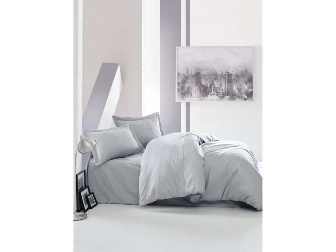 Juego De Cama Funda Nórdica 220 X 240 2 Fundas De Almohada 60 X 60 Satén De Algodón Gris Youdoit