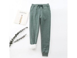 Pantalones deportivos de invierno para mujer de la marca Rebe, con forro de borrego, estilo jogger suave y cálido, talla XXL, color verde oscuro.