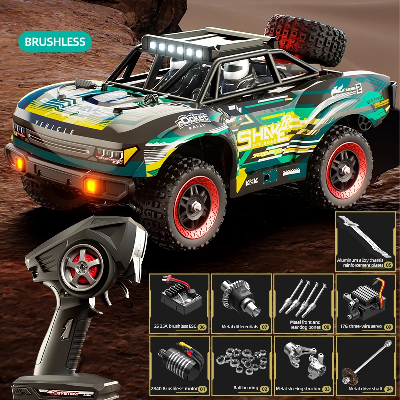 (verde Sem Escovas) Carro De Corrida Profissional Off-road 4x4 Com Controle Remoto, Veículo De Alta Velocidade