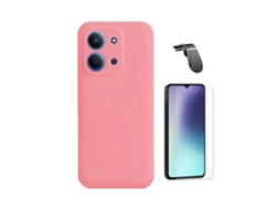 Kit Cristal Templado Clearglass Funda Silicona Líquida Soporte Magnético L Conducción Segura Phonecare Para Xiaomi Poco C85 - Rosa