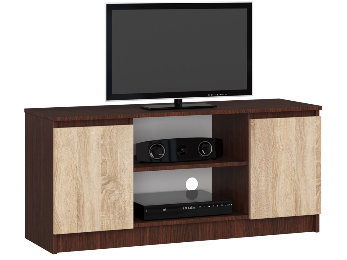 Mueble De Tv Akord Wenge 120 Cm 2 Puertas Frente En Color Roble Sonoma 2 Estantes 120x40x55 Cm