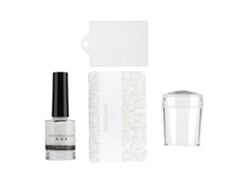 Kit De Estampa Para Unhas Com Prato De Raspar E Cola Anti-transbordamento (15ml) - Ferramenta De Manicure Artística