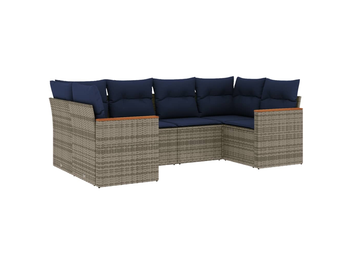 Maison Exclusive - Conjunto De Sofá De Jardín De 6 Piezas Con Cojines, Poliratán Gris