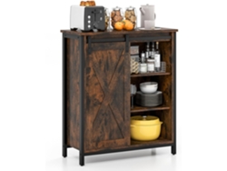 Aparador, Mueble de Almacenamiento con Estantes Ajustables de 3 Niveles, Puerta Corredera de Granero, Armario de Cocina Rústico de 30 x 70 x 81 cm COSTWAY
