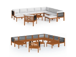 Maison Exclusive - Conjunto De Jardín De 12 Piezas Con Cojines, Madera Color Crema, Acacia Y Cuerda