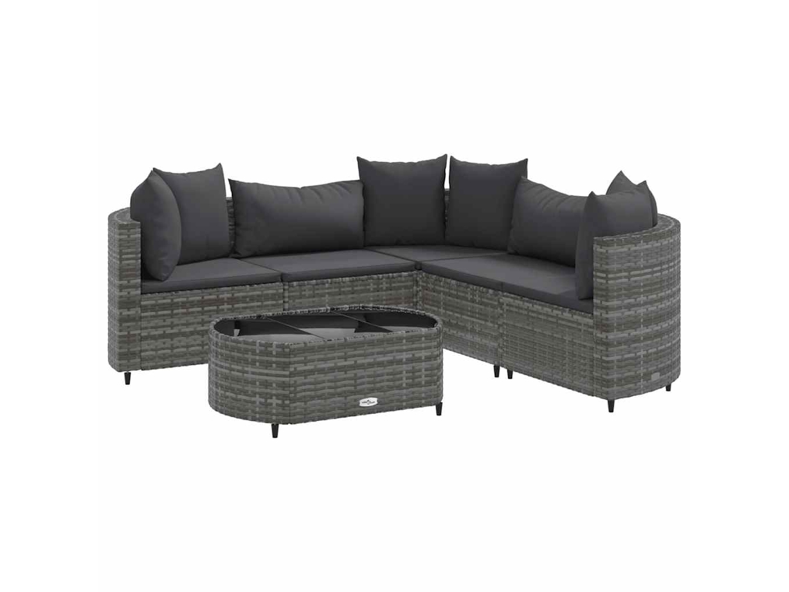 Conjunto de 6 sofás de jardín de mimbre gris con cojines MAISON EXCLUSIVE (80x200 cm)