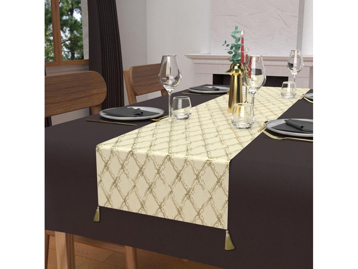 Camino de Mesa SOLEIL DOCRE Festivo Puro Celeste Algodón Multicolor (180 cm)