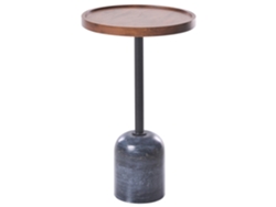 Mesa Auxiliar Con Mesa De Madera Beliani Rainy En Acero Negro 30x30x50
