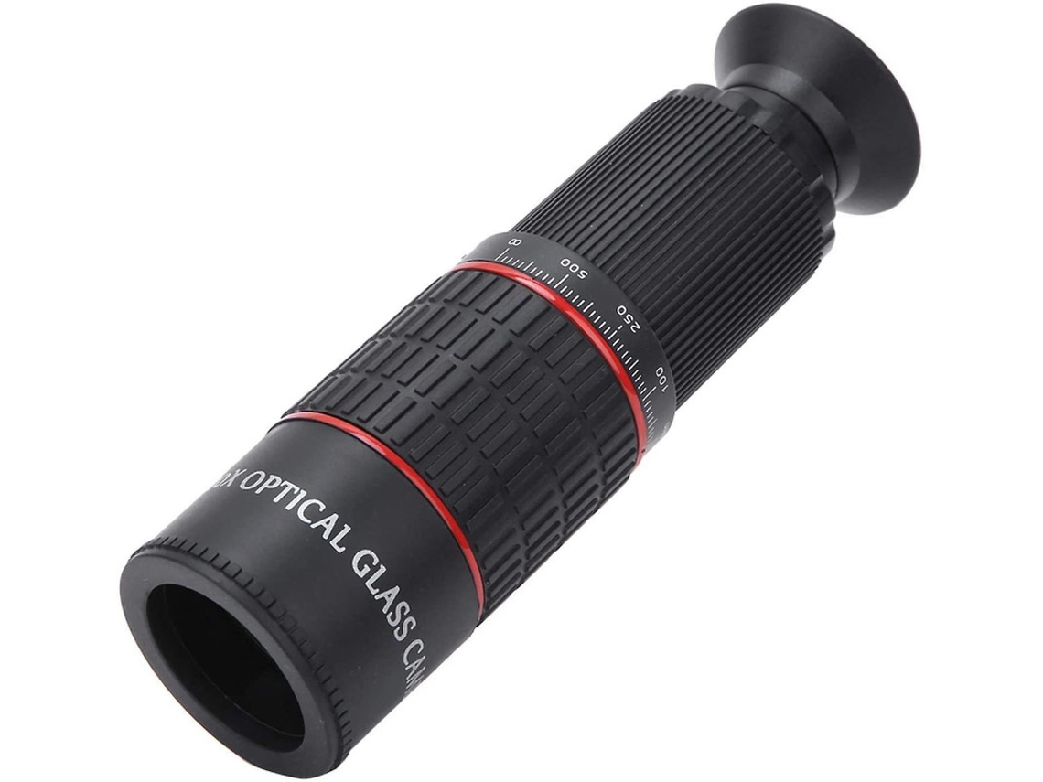 Telescopio monocular con zoom de 18x, adaptador para smartphone, senderismo, camping, color negro.