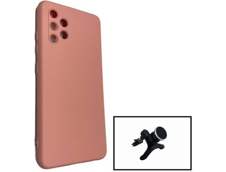Carcasa + Soporte Magnético Reforzado Samsung Galaxy A32 5G PHONECARE Silicona Liquida Rosa