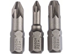 Conjunto de Puntas BOSCH Da Atornillar - Extra Hard - 3 Un Pz1; Pz2; Pz3; 25 mm