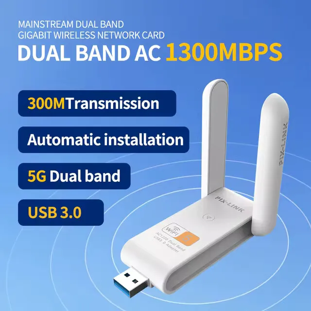 Adaptador De Red Inalámbrica Usb 3.0 Wifi Inalámbrico Wlan 1200Mbps Doble Banda 5Ghz 2.4Ghz