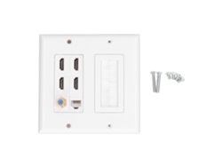 Placa De Parede 6 Portas Com 4 Interfaces Multimídia Hd Cat 6 Conector F Tv Prata-auro