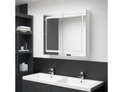Mueble de baño con espejo LED, 80 x 12 x 68 cm, blanco brillante, DKD HOME DECOR