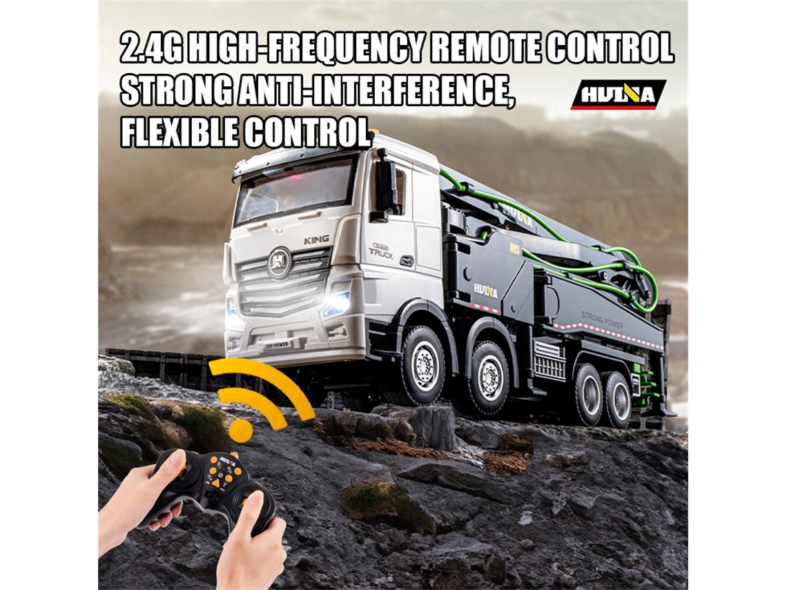 Amarillohuina Toys 1381 Rtr 1/18 2.4g 11ch Camión Bomba Cemento Aleación Rociador Led Sonido Ingeniería Juguete Niños