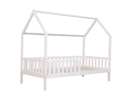 Cama Casita Infantil Con Cabecero Y Marco De Madera - Protección Contra Caídas - Madera De Pino Blanco ONEIROI - TIROIR LIT À ROULETTES