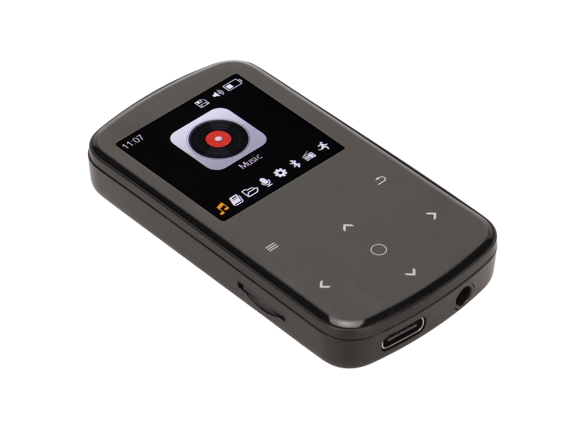 Reproductor MP3 Bluetooth Yizhood Mp07 de 1,54 pulgadas con control táctil inteligente y tarjeta TF de 32 GB (negro)
