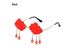 2026-gafas De Sol Sin Marco Retro Vintage Nubes Con Tassel Diamante Uv400 Para Mujer Hombre A-rojo