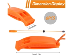 Juego de 6 silbatos de supervivencia de doble frecuencia, silbato de emergencia de plástico naranja, Tommy01