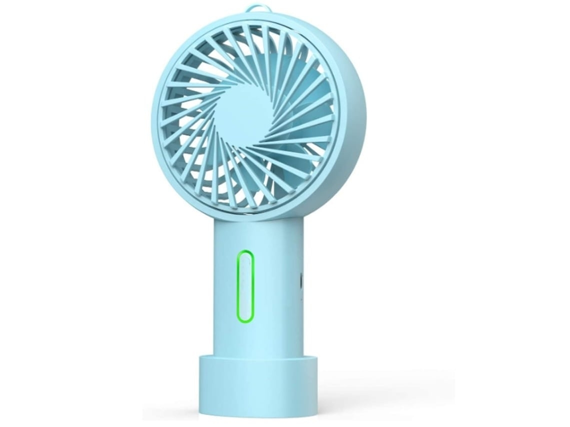 Ventilador de mano Mini ventilador de mano 3 velocidades Ventilador portátil personal con ángulo ajustable Base extraíble Cable azul USHION