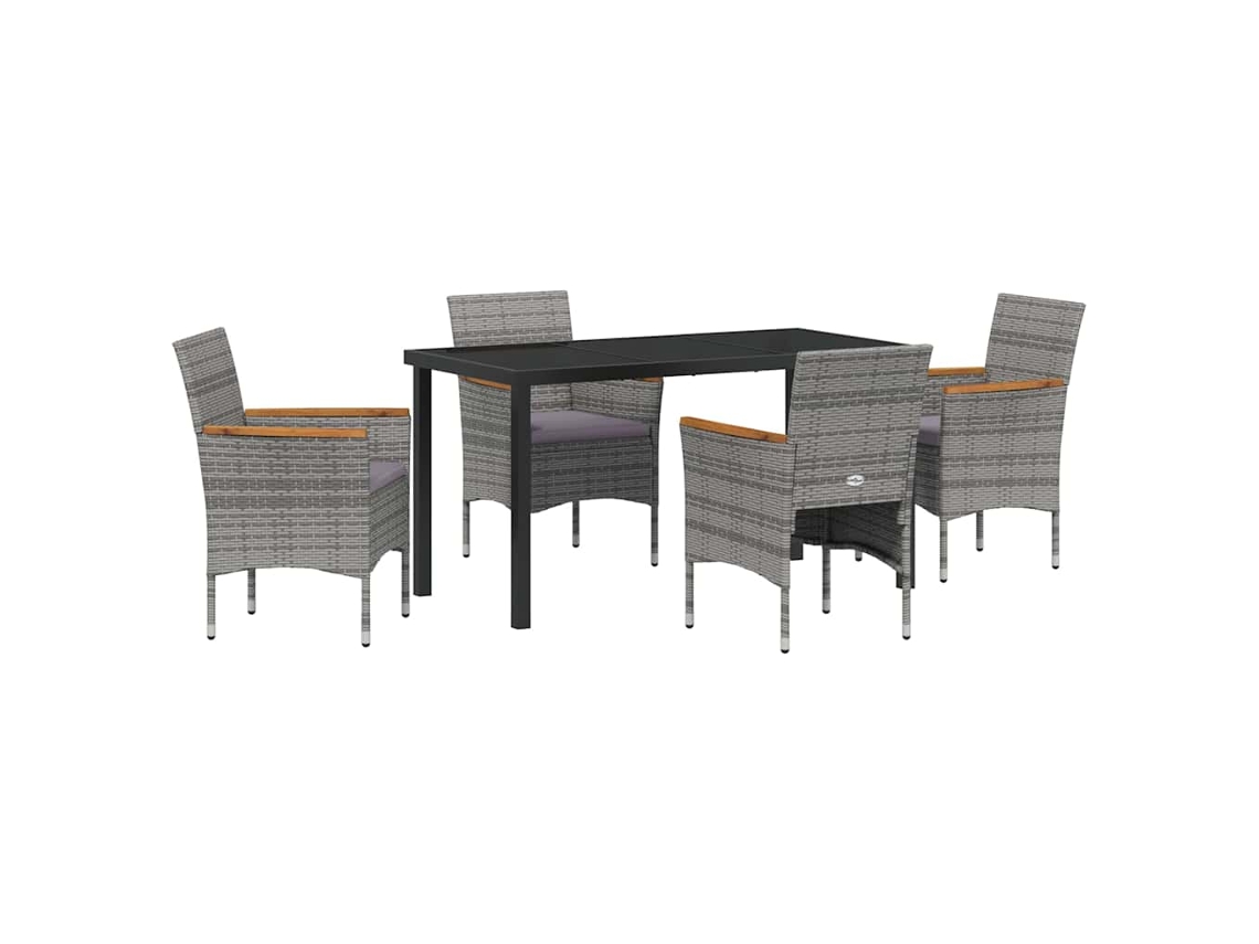 Maison Exclusive - Conjunto De Comedor De Jardín 5 Pcs Gris Ratán Sintético